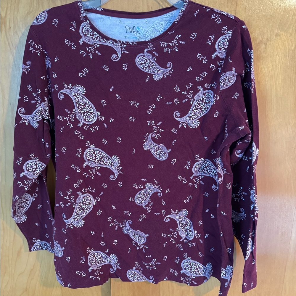 Croft & Barrow Essentials Long Sleeve Tee Size 2X - Purple Print